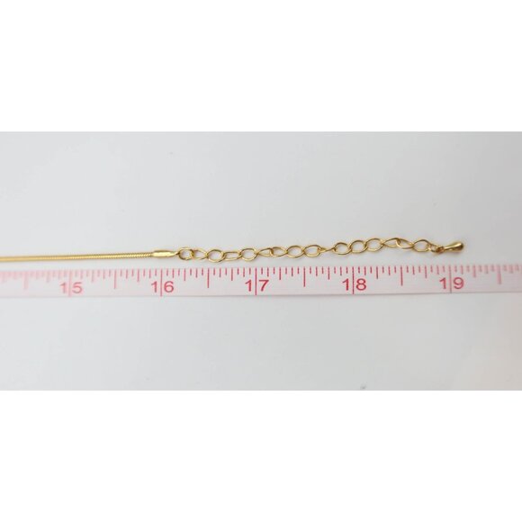 Olive Green Enamel & Facted Stone Square Pendant Chain Necklace Unsigned - Picture 7 of 7